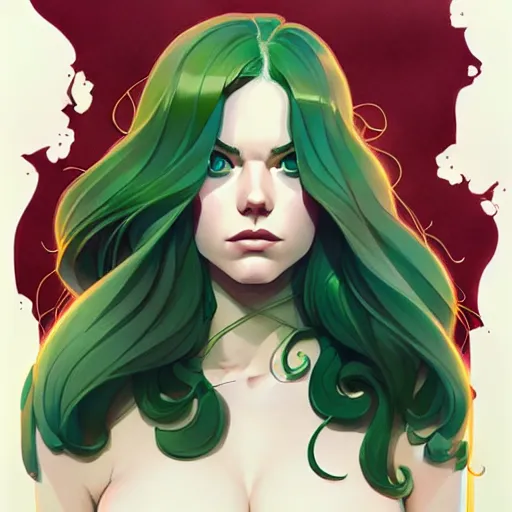 Image similar to joshua middleton, phil noto, artgerm, emma stone poison ivy, vines, symmetrical eyes, city rooftop