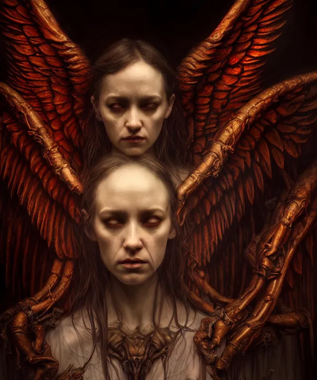 Image similar to epic professional digital art of angels and demons, horrific yet beautiful vibe, evocative, atmospheric lighting, painted, intricate, highly detailed, by leesha hannigan, wayne haag, reyna rochin, ignacio fernandez rios, mark ryden, iris van herpen, artstation, cgsociety, stunning, gorgeous, sharp focus, cinematic, masterpiece