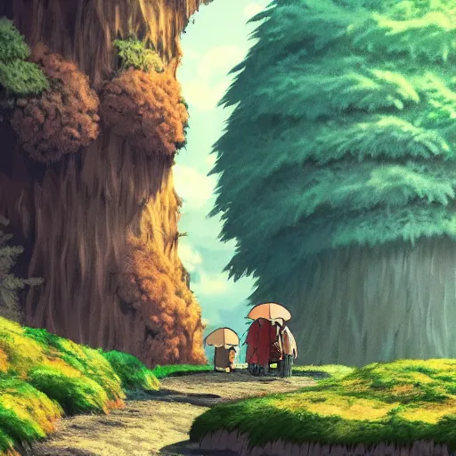 Prompt: guy and ghibli animal, climatic atmosphere made by studio ghibli, smooth, detailed face,, beautiful scene, 8k, clear