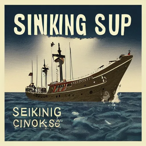 Prompt: sinking ship cinema clocks album cover