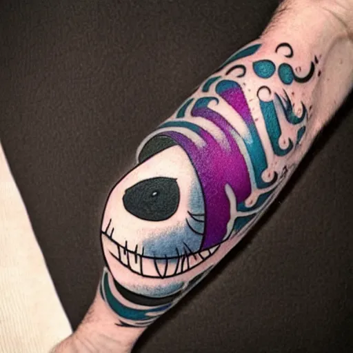 Image similar to zero from nightmare before christmas as tattoo by tim burton