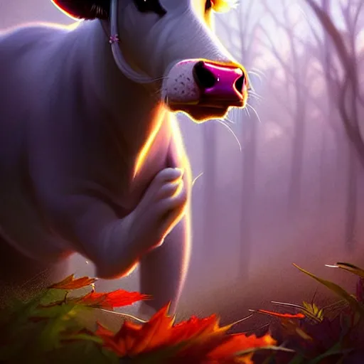 Prompt: epic professional digital art of 🐄🐭🍁!!!!!!!!!!, best on artstation, cgsociety, wlop, cosmic, epic, stunning, gorgeous, much detail, much wow, masterpiece W 1024