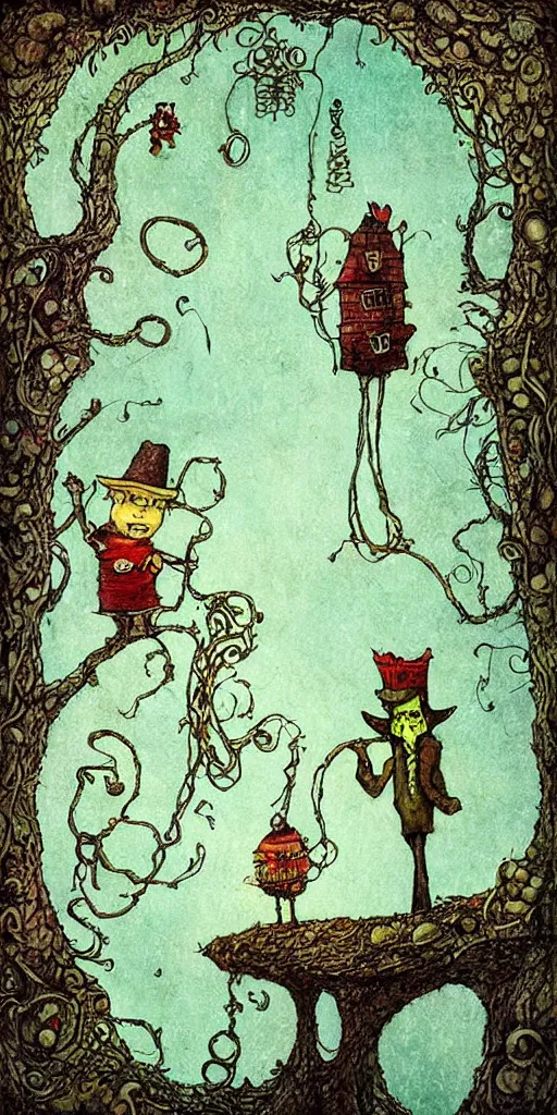 Image similar to a jack and the beanstalk scene by alexander jansson