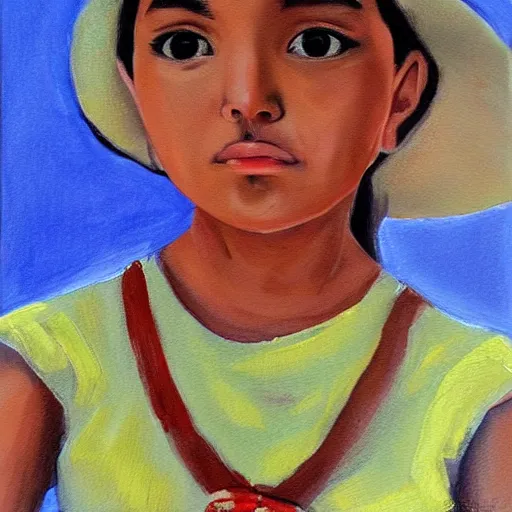 Image similar to painting of a cute roman - mexican girl, fine art