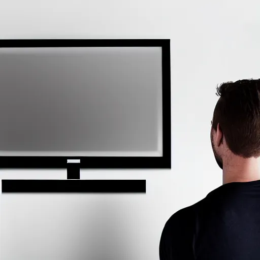Image similar to studio photo of person with TV instead of his head, photorealistic, 50mm