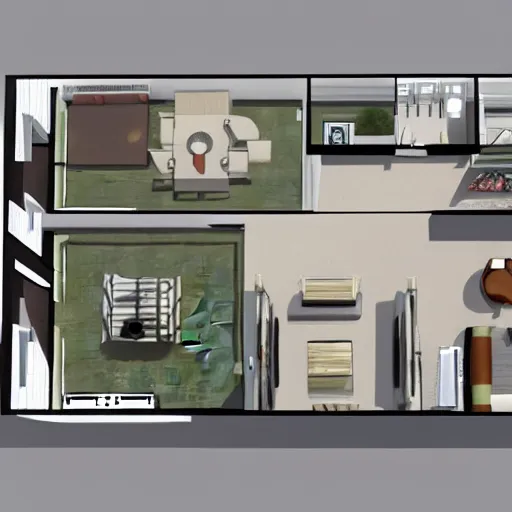 Prompt: A floor plan layout picture of a modern contemporary home