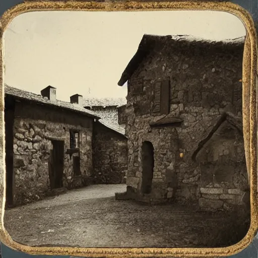 Image similar to Medieval village, tintype photo, 1100 AD, Medieval photograph, French village