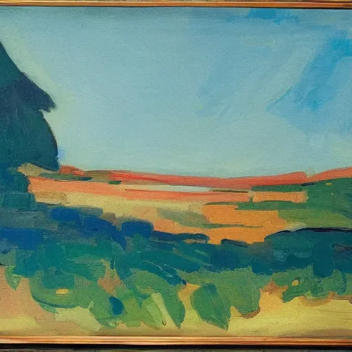 Image similar to painting of a lush natural scene on an alien planet by nicolas de stael. beautiful landscape. weird vegetation. cliffs and water.