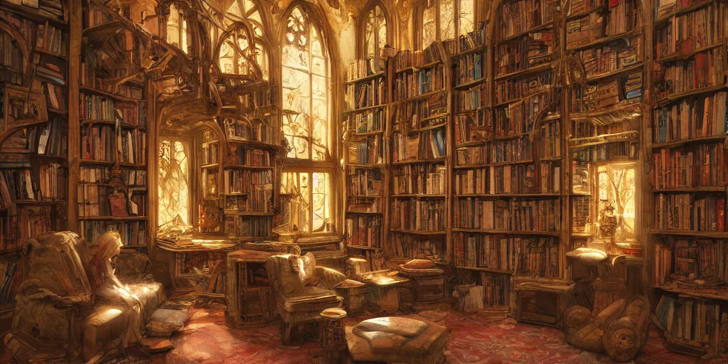 enchanted book in an old library, James Gurney, | Stable Diffusion ...