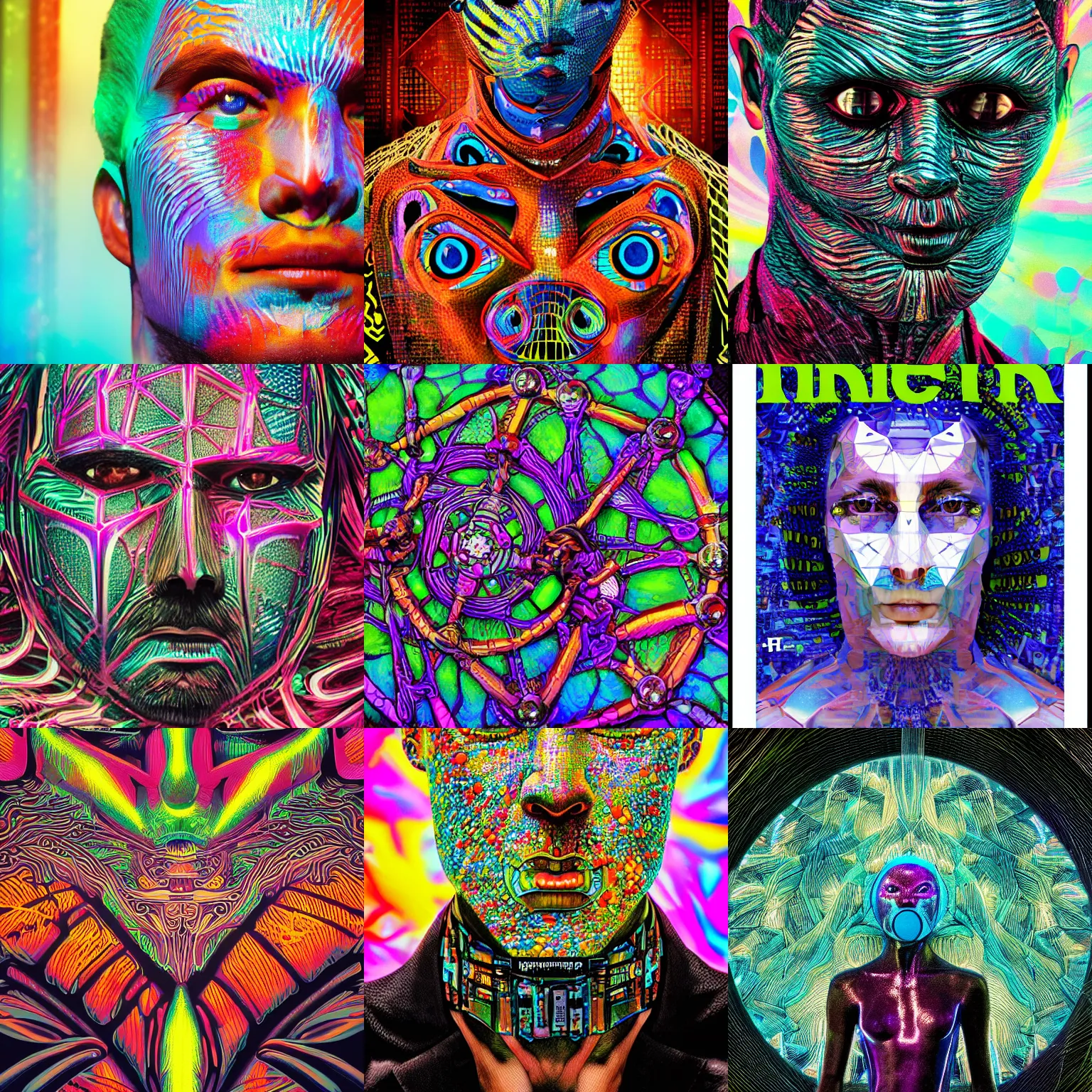 Prompt: beautiful extreme closeup portrait photo of frontiers in human crypto anthropomorphism fashion magazine September psychedelic kleptocratic edition, highly detailed, soft lighting