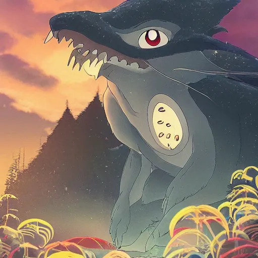 Image similar to mysteruous creature made by studio ghibli ( in the night ), 8 k, high details, high quality, beautiful scene, smooth, detailed creature,