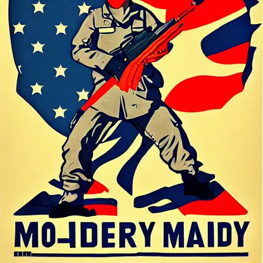 Image similar to modern military foxes, propaganda poster