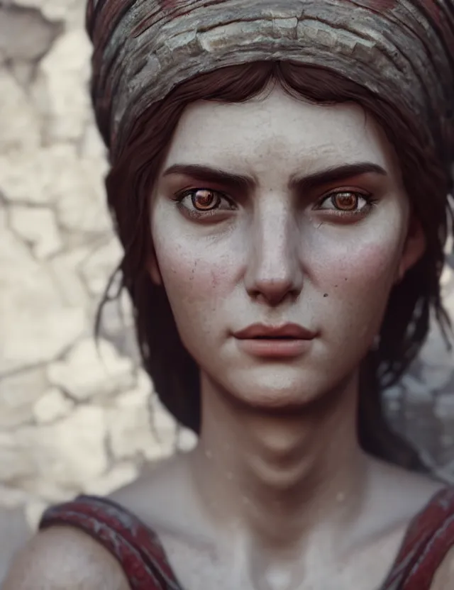 Image similar to portrait of a greek antique girl, 8 k uhd, unreal engine, octane rendering in the artistic style of finian mcmanus, john park and greg rutkowski