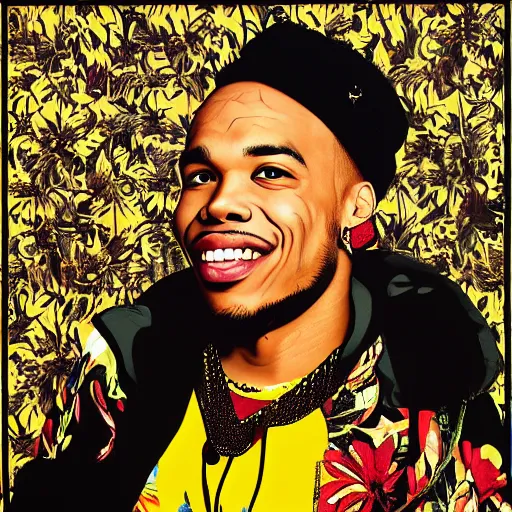 Prompt: portrait of Anderson .Paak by Kehinde Wiley