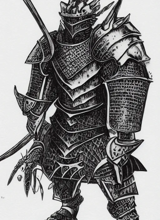 Image similar to wolf themed armored knight by kentaro miura