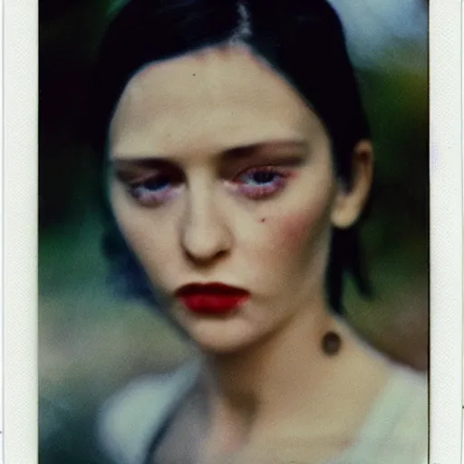 Image similar to polaroid of Hyper-real Yennifer face shot by Tarkovsky