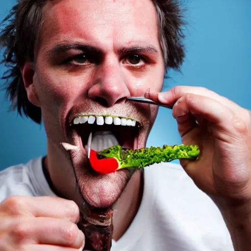 Image similar to man with whole tomahawk steak stuck between his teeth stock photo