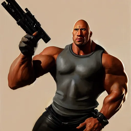 Image similar to greg manchess portrait painting of fierce foundation aka dwayne the rock johnson from fortnite as overwatch character, medium shot, asymmetrical, profile picture, organic painting, sunny day, matte painting, bold shapes, hard edges, street art, trending on artstation, by huang guangjian, gil elvgren, ruan jia, greg rutkowski, gaston bussiere