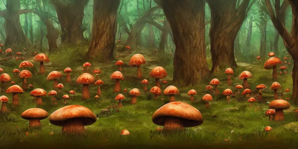 Image similar to mushroom fungus forest village, trending on artstation