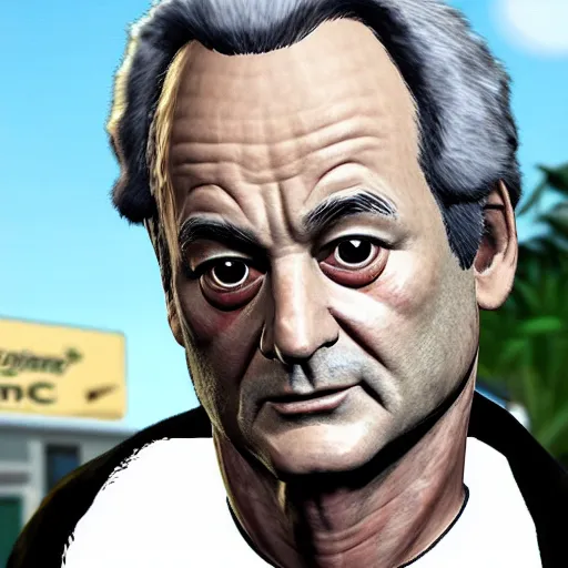 Prompt: bill murray as a gta 5 character