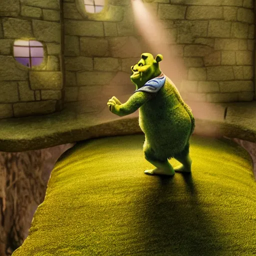 Prompt: shrek going to heaven, highly detailed, high quality, hd, 4 k, 8 k, canon 3 0 0 mm, professional photographer, 4 0 mp, lifelike, top - rated, award winning, realistic, sharp, no blur, edited, corrected, trending