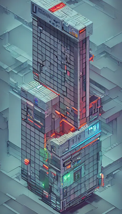 Image similar to a drawing of a building, cyberpunk art by james gilleard, behance contest winner, pixel art, voxel art, # pixelart, retrowave