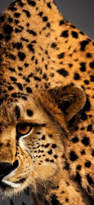 Image similar to a portrait photo of luffy as cheetah, side shot, by professional photographer, 8 k resolution, high quality