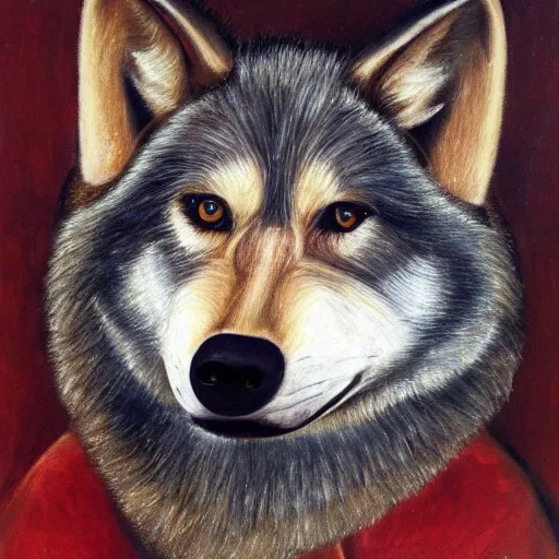 Image similar to retarded wolf portrait, frida