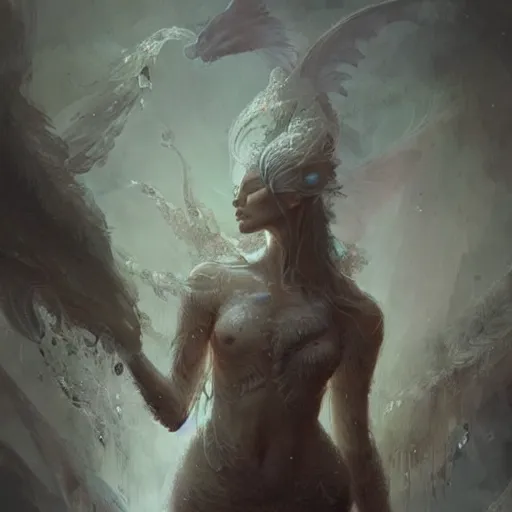 Image similar to a beautiful new creature from folklore, clear detailed view. ethereal fantasy art by greg rutkowski