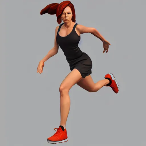 Prompt: christina hendrix character model, running pose, orthographic front view, single figure, 4 k photograph, clear details