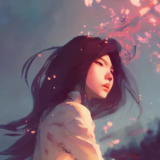 Image similar to a beautiful asian girl with long hair, cinematic lighting, dramatic atmosphere, by dustin nguyen, akihiko yoshida, greg tocchini, greg rutkowski, cliff chiang, 4 k resolution, trending on artstation