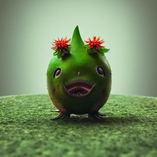 Prompt: photography of a realistic oddish animal, ultra detailed, 8 k, cinematic lighting, natural background, trending on artstation, pokemon