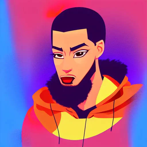 Image similar to 2 d character design, male rapper, vector art, digital art, portrait, 4 k, 8 k, sharp focus, smooth, illustration, concept art, music artist