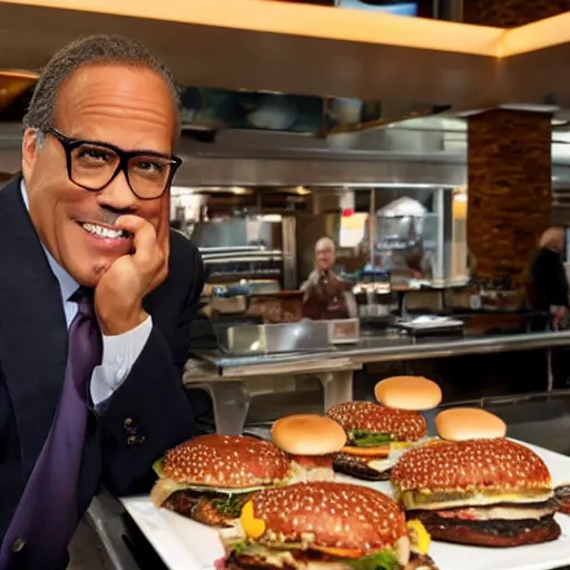 Image similar to nbc's very own lester holt consuming a hamburger