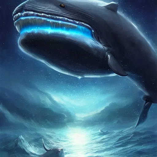 Prompt: eyes!, eyes!, eyes!, space magical whale with multiple eyes, eyes!, eyes!, eyes!, eyes!, eyes!, eyes, galaxy whale, epic fantasy style art, galaxy theme, by Greg Rutkowski, hearthstone style art, 99% artistic