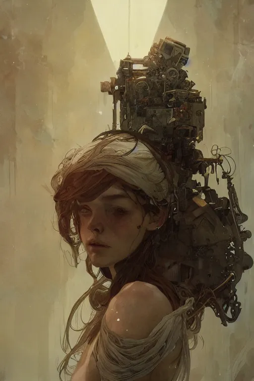 Image similar to A full portrait of a beautiful post apocalyptic offworld arctic biomother, intricate, elegant, highly detailed, digital painting, artstation, concept art, smooth, sharp focus, illustration, art by Krenz Cushart and Artem Demura and alphonse mucha