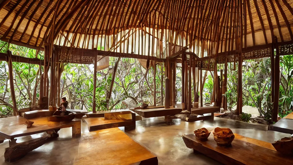 Image similar to bali interior indoor architecture, trending, famous, popular