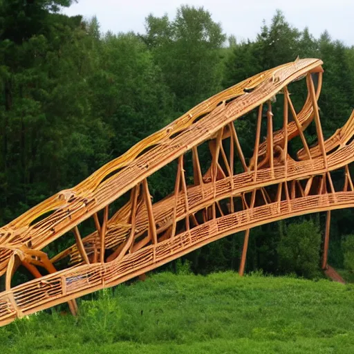 Prompt: a wooden rollercoaster