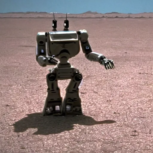 Prompt: film still of the 2001 movie robot invasion from planet 153