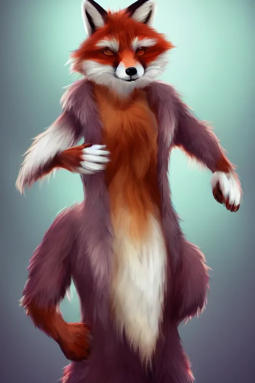 Prompt: an anthropomorphic fox fursona with a fluffy tail wearing a vest, backlighting, trending on artstation, digital art, furry art, trending on furaffinity