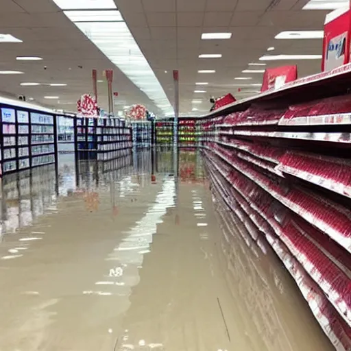 Image similar to photo of a flood, photo of a flood of water in a target store