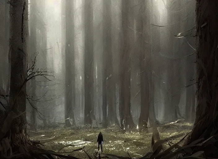 Prompt: a forest made of hair that never stops growing, concept art, art by greg rutkowski, thriller scene