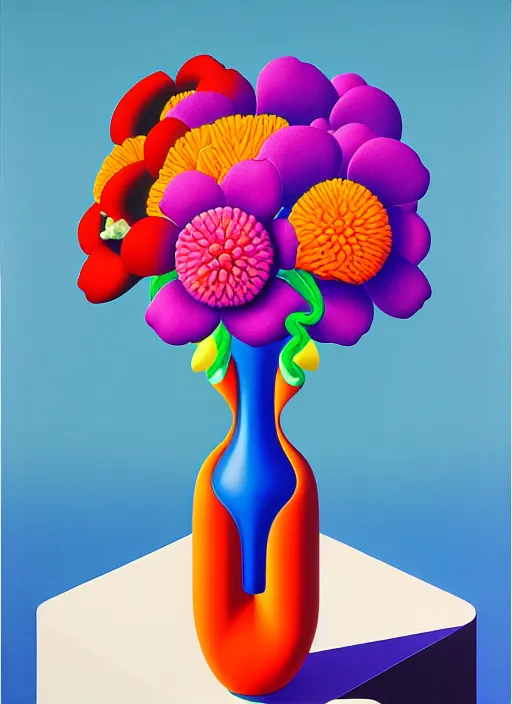 Image similar to vase with flowers by shusei nagaoka, kaws, david rudnick, airbrush on canvas, pastell colours, cell shaded, 8 k