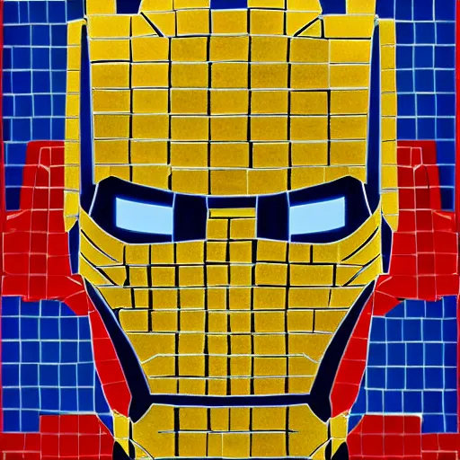 Prompt: mosaic portrait of iron man with robot ears by Saimir Strati, 4k, intricate details, fire