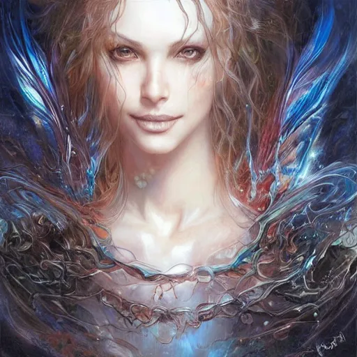 Image similar to a beautiful hangman manipulating water by karol bak, ayami kojima, artgerm, river, water, blue eyes, smile, concept art, fantasy