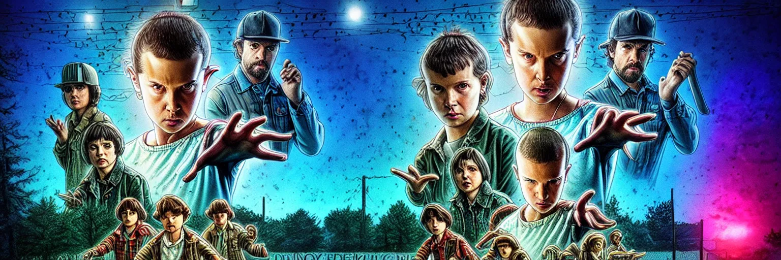 Prompt: ultra realistic stranger things poster, HD, HQ,