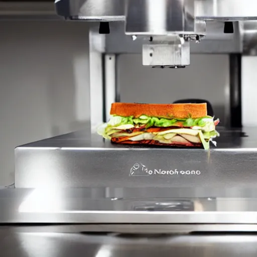 Image similar to A home nanotech fabrication appliance fabricating a sandwich