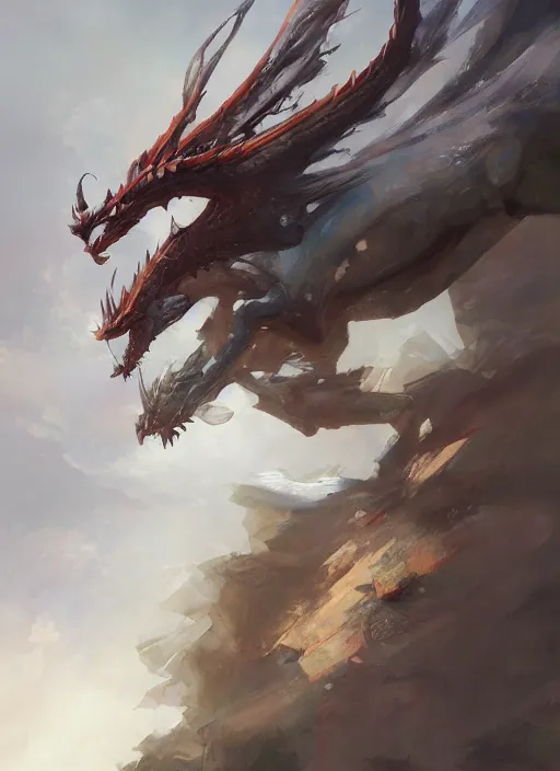 Image similar to semi reallistic painting, by yoshitaka amano, by ruan jia, by Conrad roset, by dofus online artists, detailed 3d render of traditional dragon coming out of the clouds, portrait, cgsociety, artstation, Digital reality, drawn