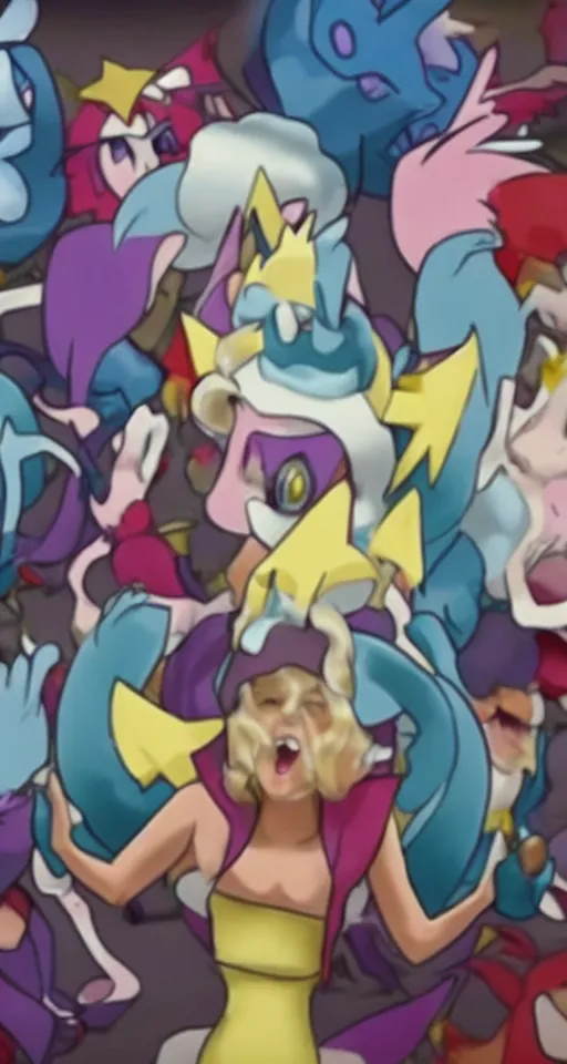 Image similar to a photo of one Lady Gaga as a Pokemon Gym Leader