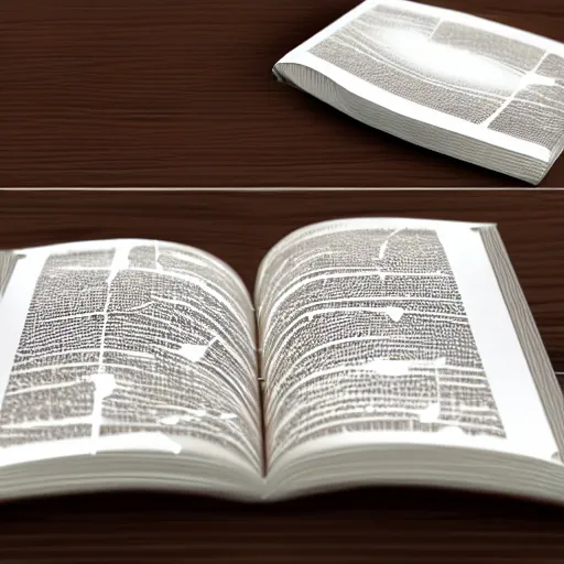 Prompt: 3 d images of cream colored hard cover books falling with a white backdrop. ultra - realistic.